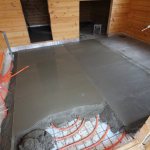 concrete floor in the bathhouse