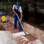 Cleaning paving slabs